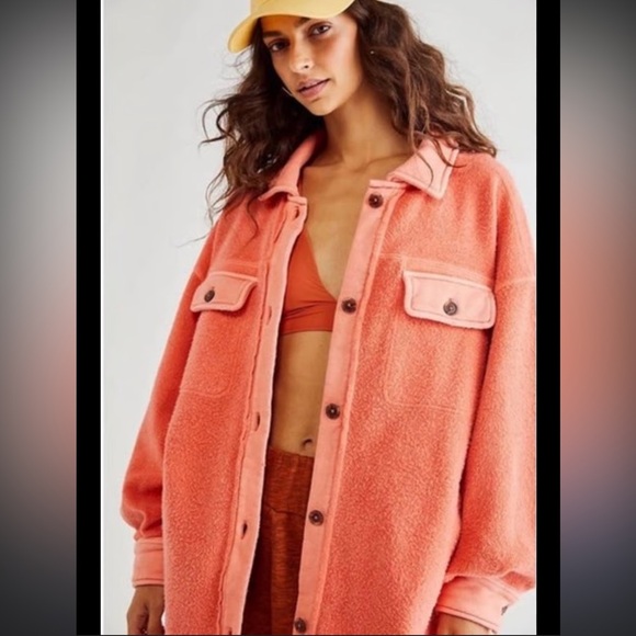 Free People Jackets & Blazers - Free People Vibrant Orange Teddy Jacket